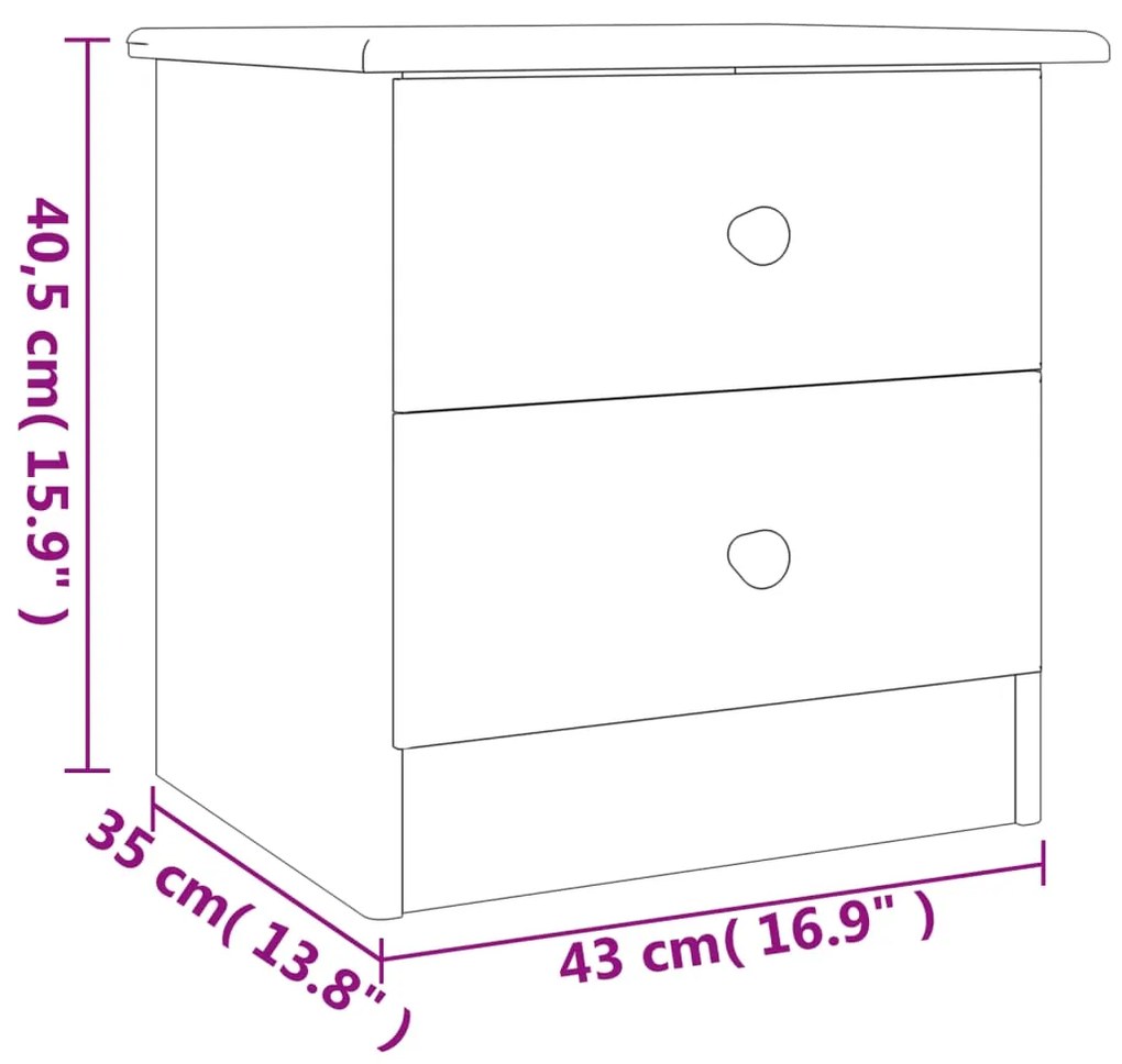 Κομοδίνο ALTA 41x35x41 εκ. από Μασίφ Ξύλο Πεύκου - Καφέ