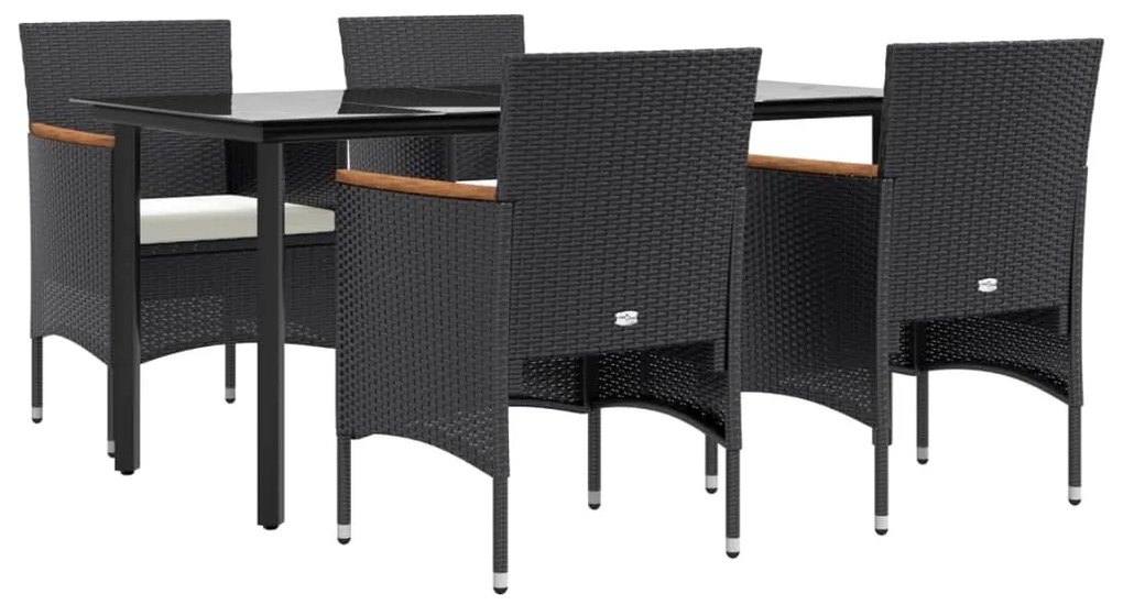 vidaXL Σετ Τραπεζαρίας Κήπου 5 Τεμαχίων Μαύρο με Μαξιλάρια