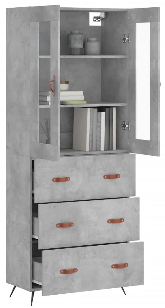 vidaXL Ντουλάπι Γκρι Σκυροδέματος 69,5x34x180 εκ. Επεξεργασμένο Ξύλο