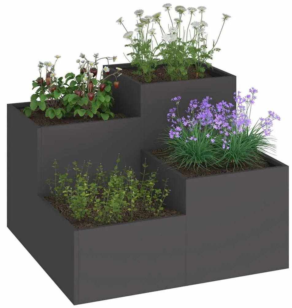 vidaXL Γλάστρα Κήπου Μαύρο 100 x 100 x 60 εκ. Ατσάλι