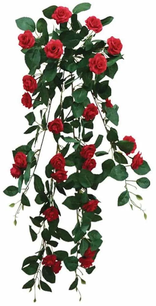 Τεχνητό Κρεμαστό Φυτό Τριανταφυλλιά 00-00-18119-3 90cm Green-Red Marhome Συνθετικό Υλικό