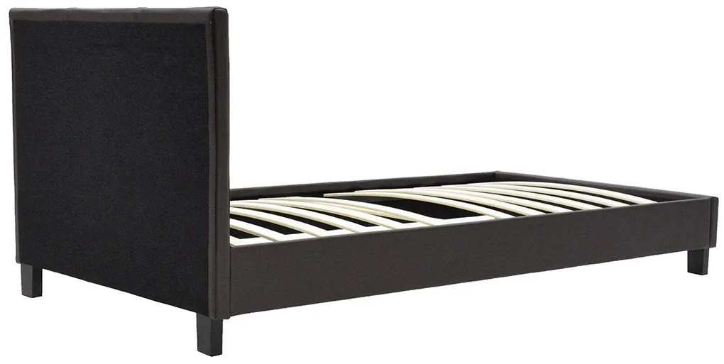 Κρεβάτι Nevil pakoworld μονό 100x200 PU σκούρο καφέ ματ