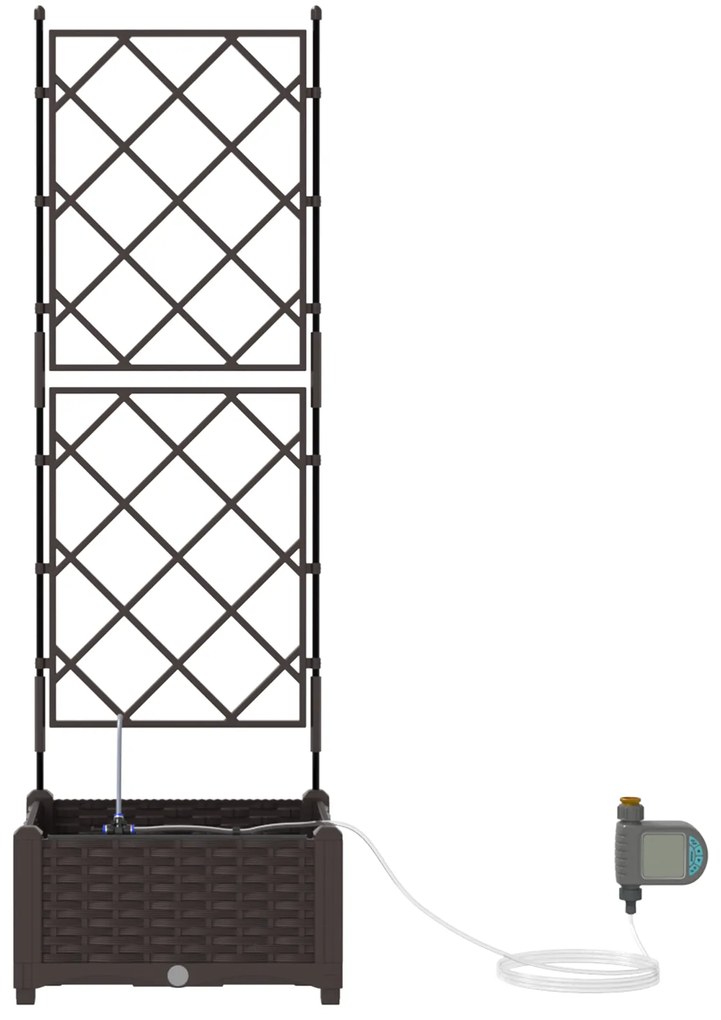 vidaXL Γλάστρες Κήπου 1 τεμ Καφασωτό Καφέ 40 x 40 x 126 cm Πλαστικό