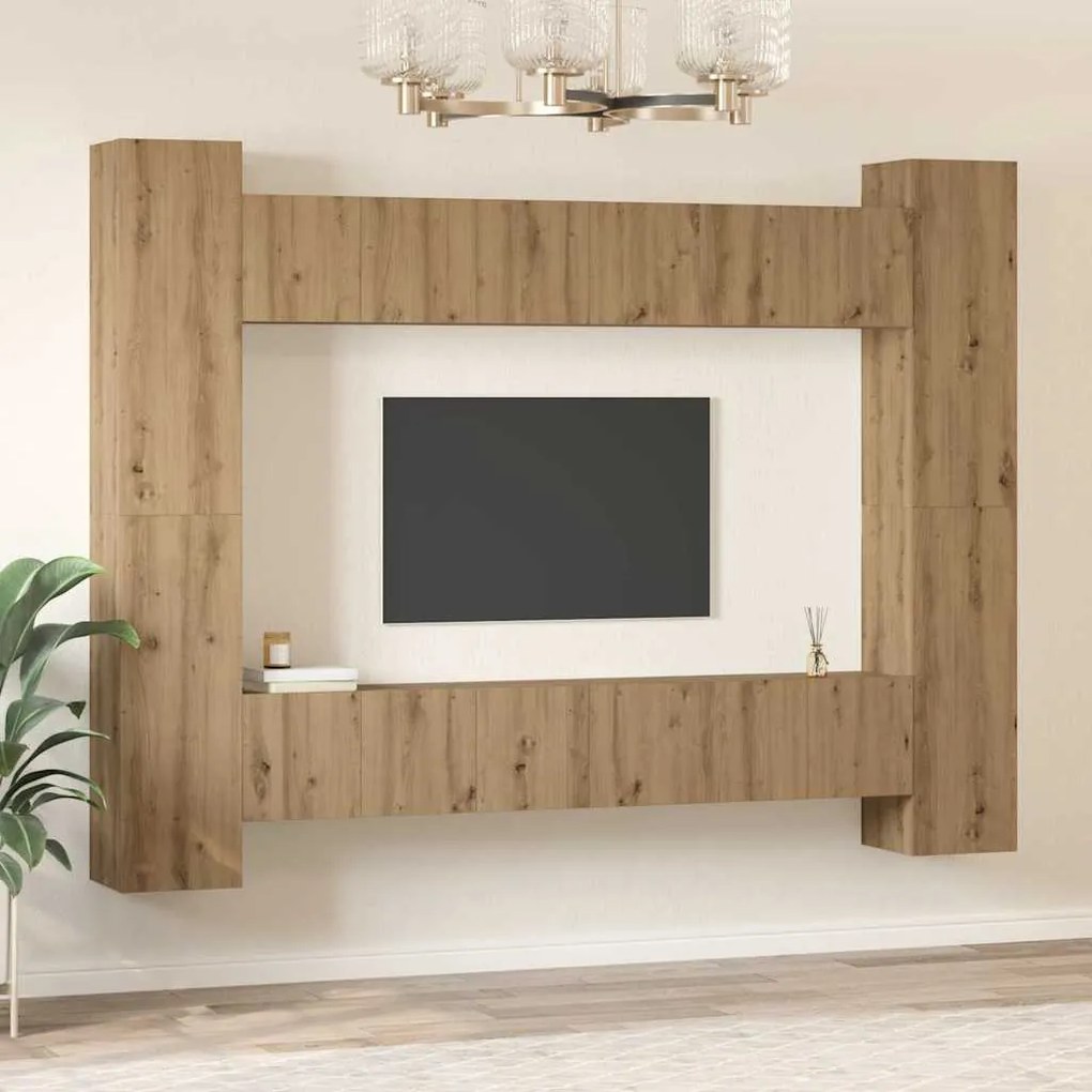 vidaXL Σετ επίπλου τηλεόρασης 10 pcs artisan δρυς 30.5 x 30 x 90 cm