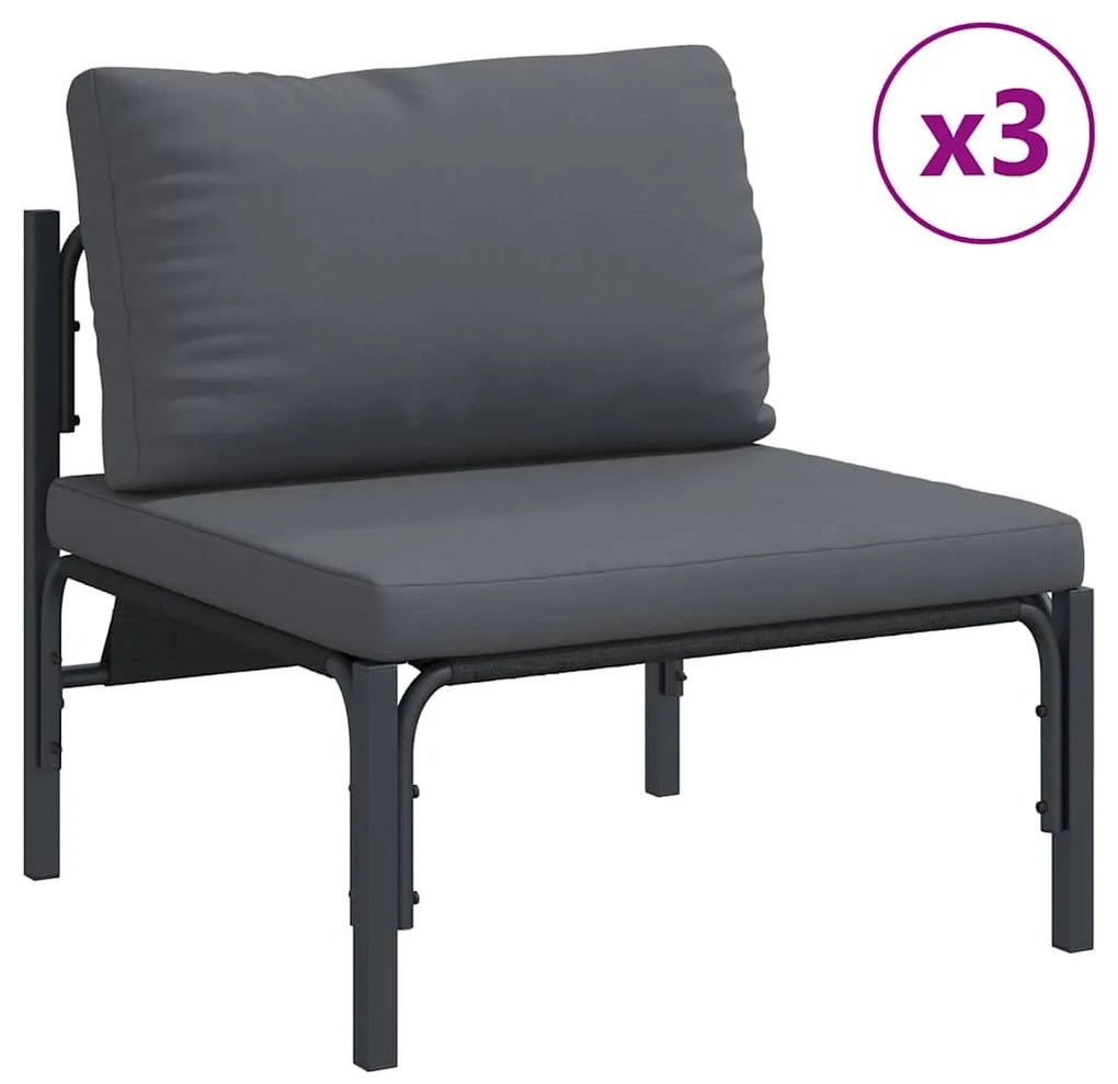 vidaXL Σετ Καναπέ Κήπου με μαξιλάρι 7 pcs Μαύρο Ατσάλι