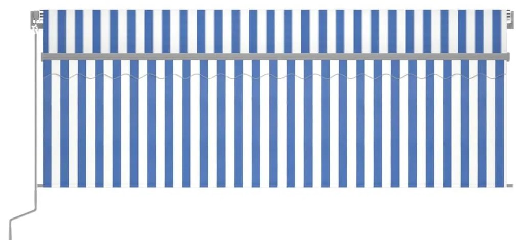 Τέντα Συρόμενη Χειροκίνητη με Σκίαστρο Μπλε / Λευκό 4 x 3 μ. - Μπλε