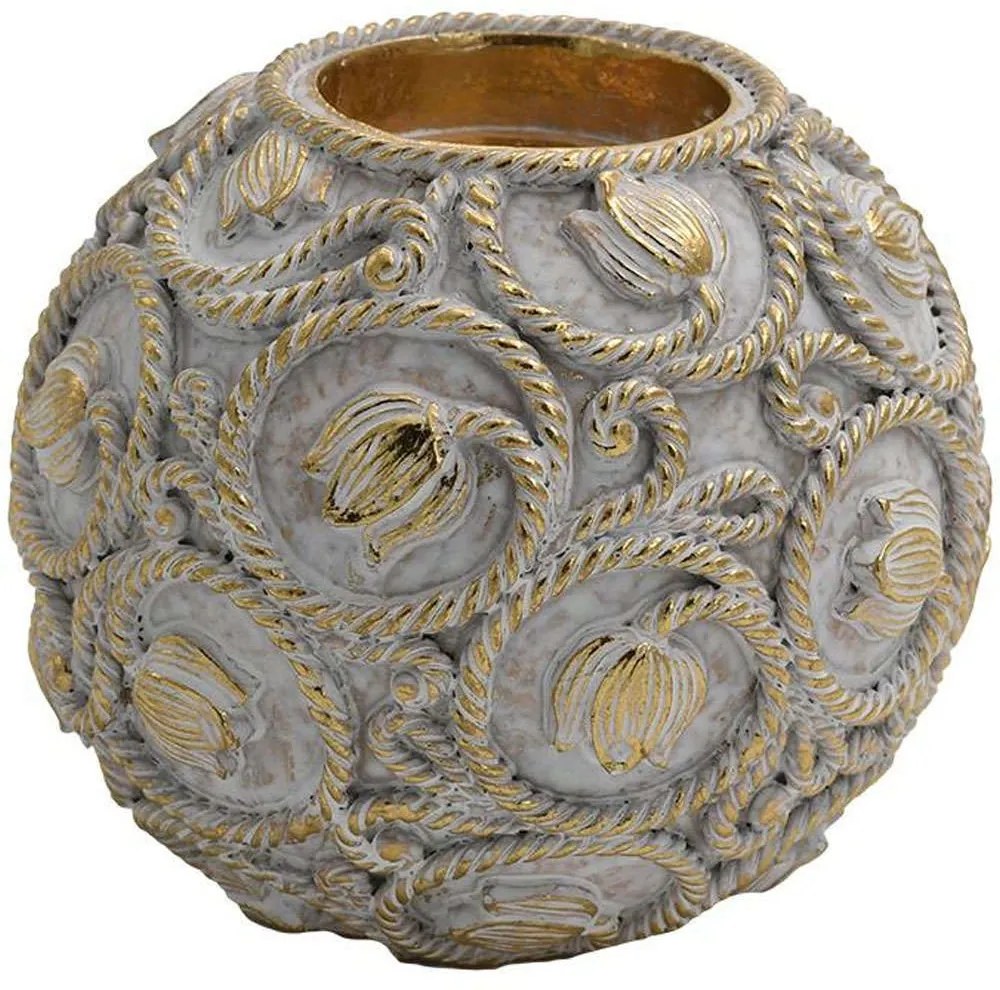 Κηροπήγιο 279-124-229 9x9x9cm White-Gold Polyresin