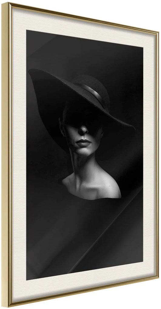 Αφίσα - Woman in a Hat - 30x45 - Χρυσό - Με πασπαρτού