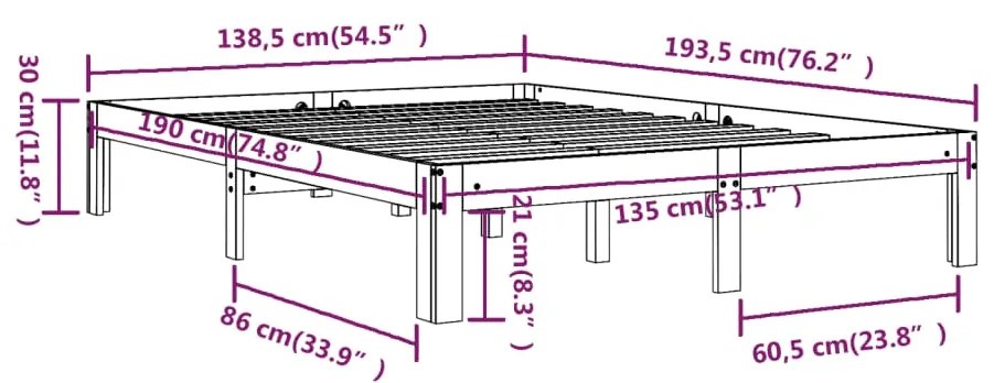 ΠΛΑΙΣΙΟ ΚΡΕΒΑΤΙΟΥ ΜΑΥΡΟ 135 X 190 ΕΚ ΑΠΟ ΜΑΣΙΦ ΞΥΛΟ 4FT6 DOUBLE 810344