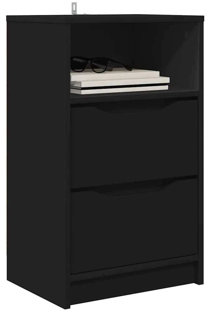 vidaXL Κομοδίνα 2 pcs Μαύρο 40 x 30 x 467 εκ Επεξεργασμένο ξύλο