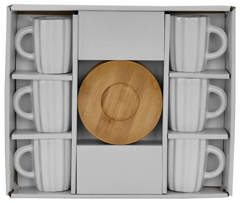 CACTUS ΚΟΥΠΑ ESPRESSO ΣΕΤ 6 ΤΜΧ ΠΟΡΣΕΛΑΝΗ BAMBOO ΛΕΥΚΟ ΦΥΣΙΚΟ 26,5x22xH6cm - 030002