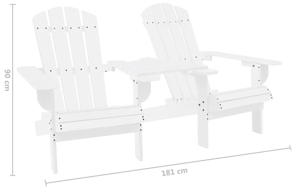 Καρέκλες Κήπου Adirondack με Τραπέζι Λευκές Μασίφ Ξύλο Ελάτης - Λευκό