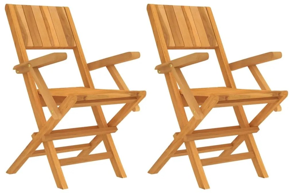 Καρέκλες Κήπου Πτυσσόμενες 2 τεμ. 55x61x90 εκ. Μασίφ Ξύλο Teak - Καφέ