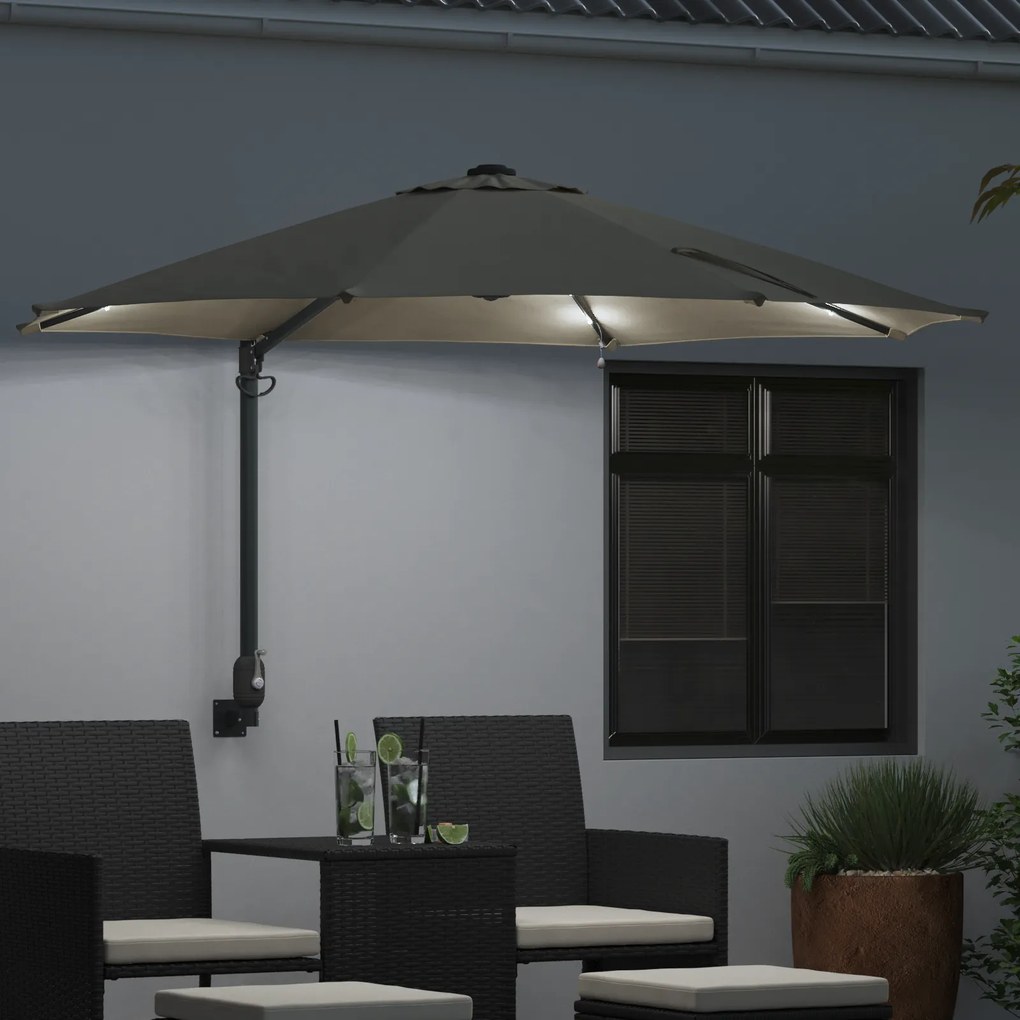 vidaXL Τοίχου Ομπρέλα Κήπου με LEDs Μπεζ 248 εκ.