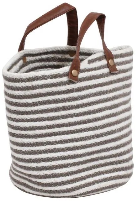 Διακοσμητικό Στρογγυλό Υφασμάτινο Καλάθι Dori FL116 Fylliana Camel - Λευκό 22x22 εκ. 22x22x22 εκ.