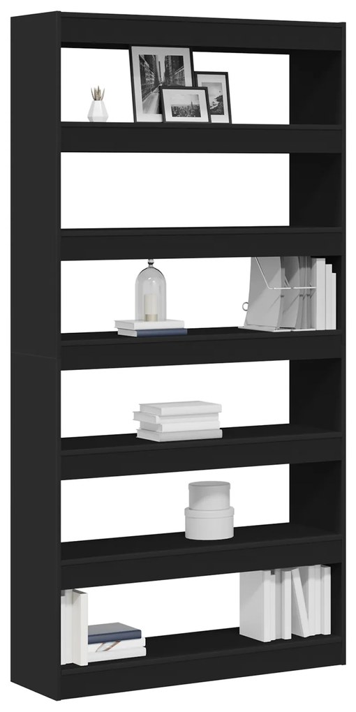 vidaXL Βιβλιοθήκη Μαύρη Επεξεργασμένο ξύλο 100 x 30 x 198 εκ. Βιβλιοθήκη
