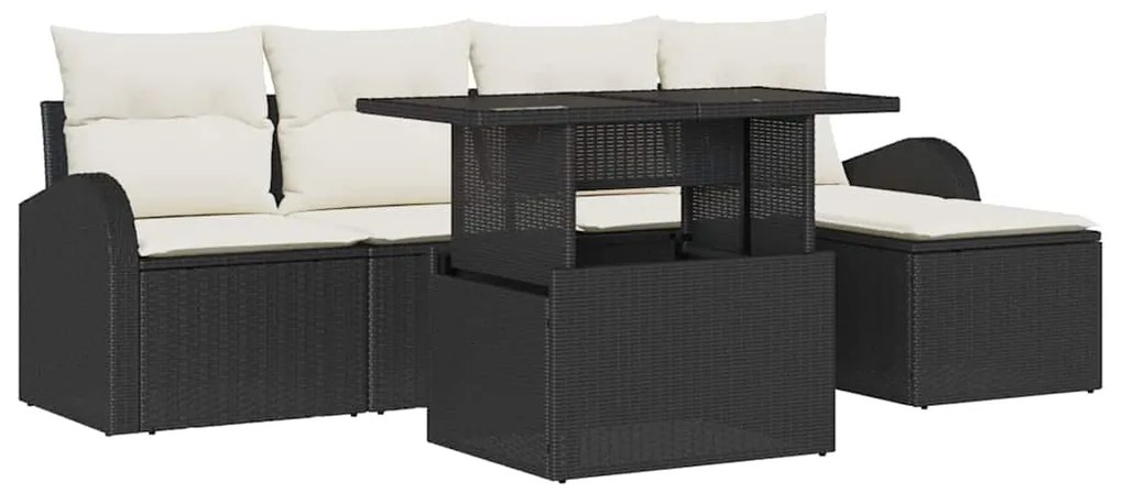 vidaXL Σετ Καναπέ Κήπου με μαξιλάρι 6 pcs Μαύρο Πολυ ράταν