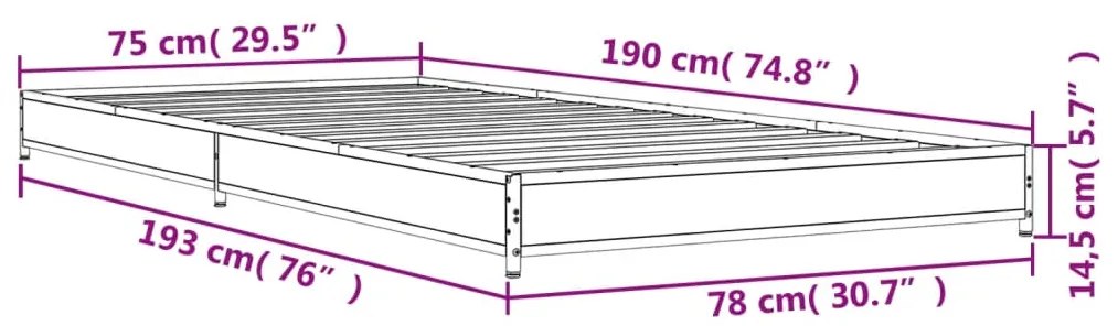 ΠΛΑΙΣΙΟ ΚΡΕΒΑΤΙΟΥ ΓΚΡΙ SONOMA 75X190 ΕΚ. ΕΠΕΞ. ΞΥΛΟ &amp; ΜΕΤΑΛΛΟ 845189