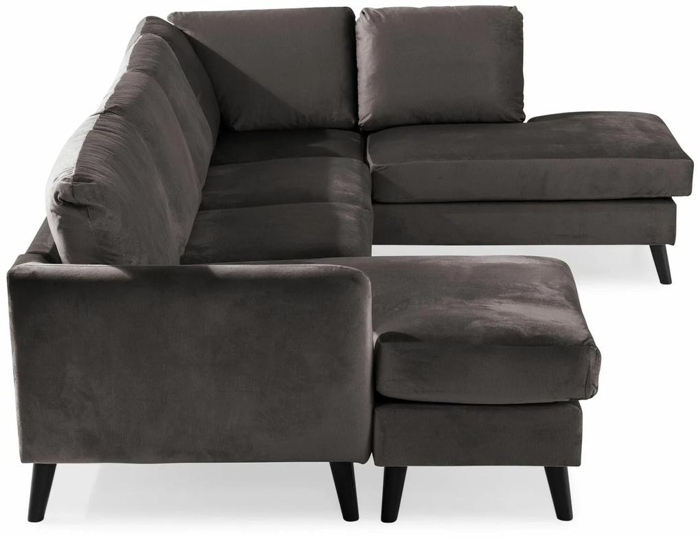 Γωνιακός Καναπές Scandinavian Choice P104, Σκούρο καφέ, Μαύρο, 310x196x89cm, Πόδια: Ξύλο | Epipla1.gr