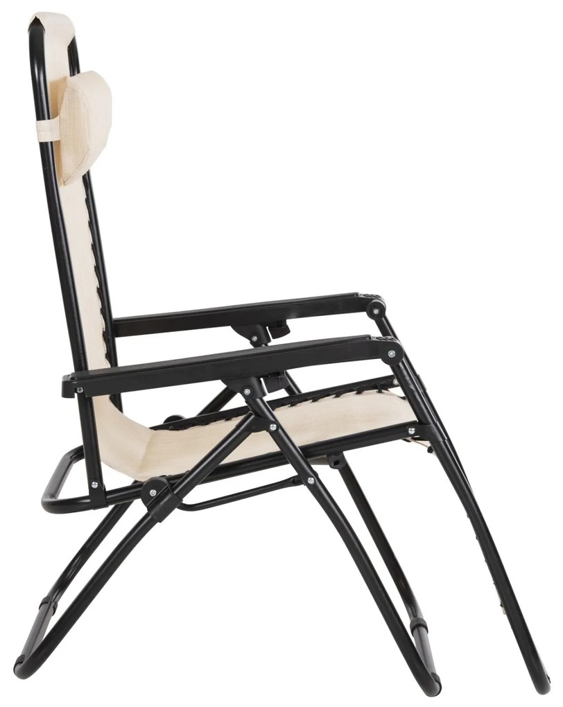 Καρέκλα - Πολυθρόνα RELAX COMPANION C5095.12 Μαύρο Μέταλλο με Μπέζ Textiline 67x145x110Υεκ. 2αδα 67x145x110 εκ.