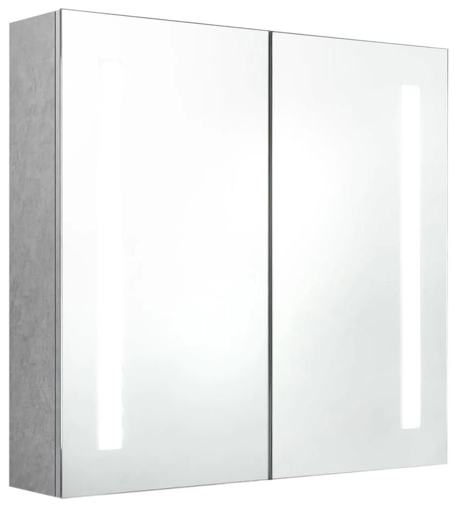 Καθρέφτης Μπάνιου Ντουλάπι &amp; Φωτισμό LED Γκρι Σκυρ. 62x14x60εκ - Γκρι