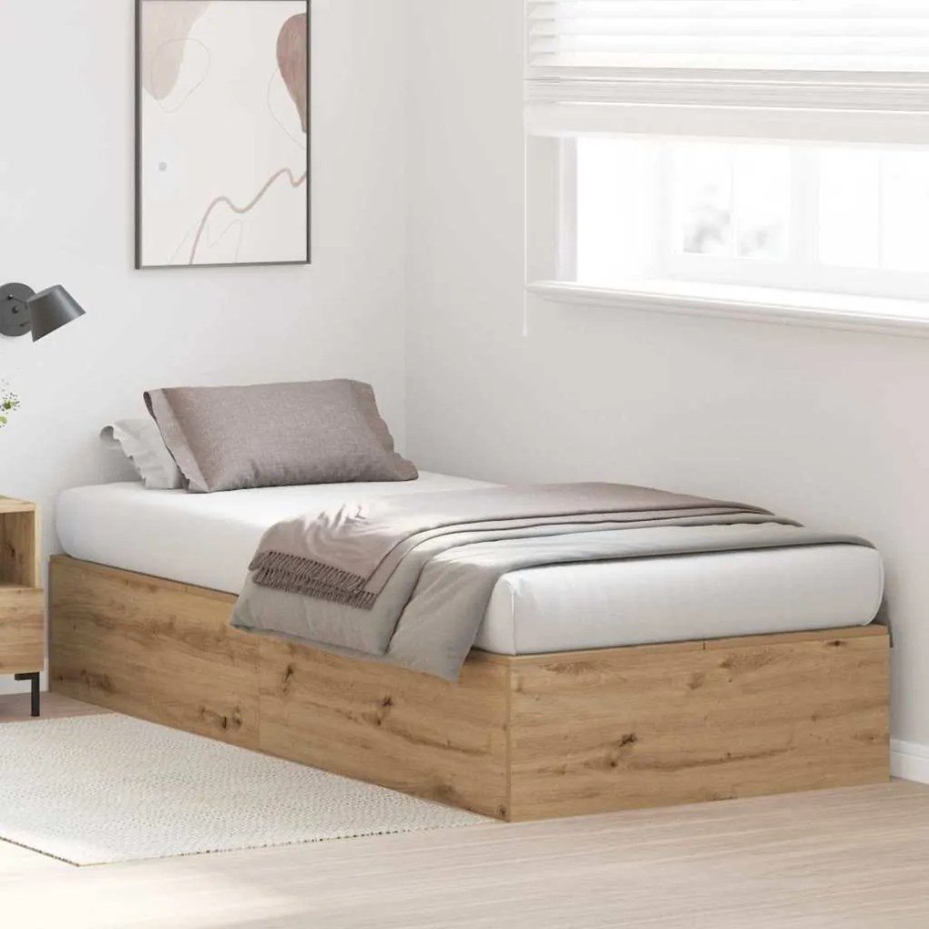 vidaXL Σκελετός Κρεβατιού artisan δρυς 90 x 190 cm Επεξεργασμένο ξύλο