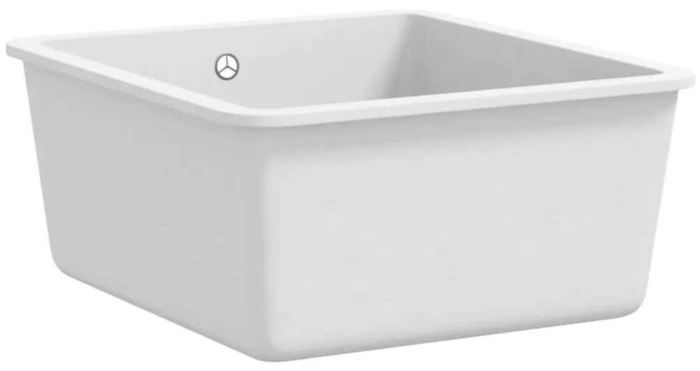 vidaXL Νεροχύτης με Μονή Γούρνα Λευκός Γρανιτένιος