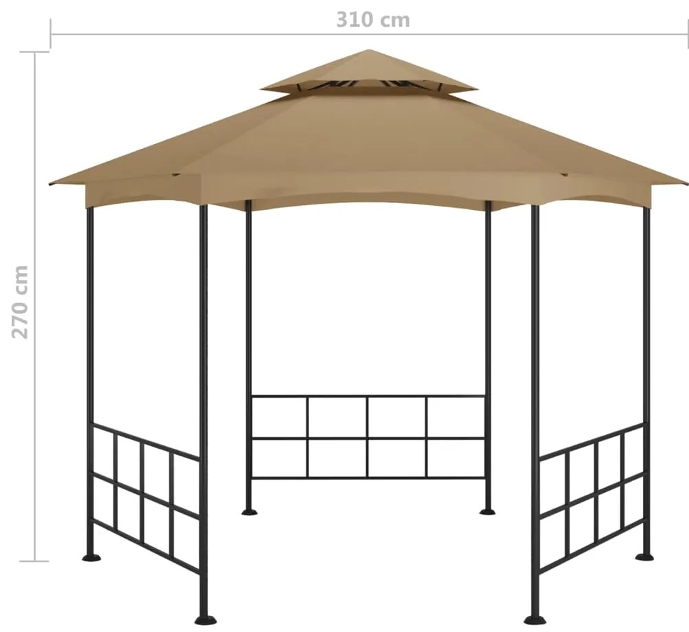 vidaXL Κιόσκι με Πλευρικά Τοιχώματα Taupe 3,1 x 2,7 μ.