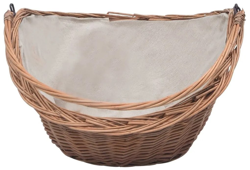 286988 Firewood Basket with Handle 60x44x55 cm Natural Willow - Καφέ