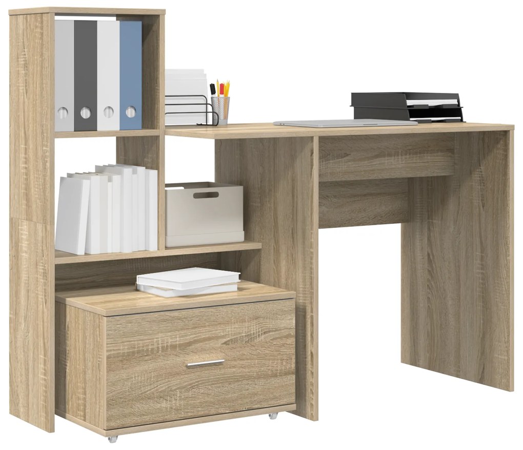 vidaXL Γραφείο Sonoma Δρυς 131.5 x 50 x 106.5 εκ. Επεξεργασμένο ξύλο