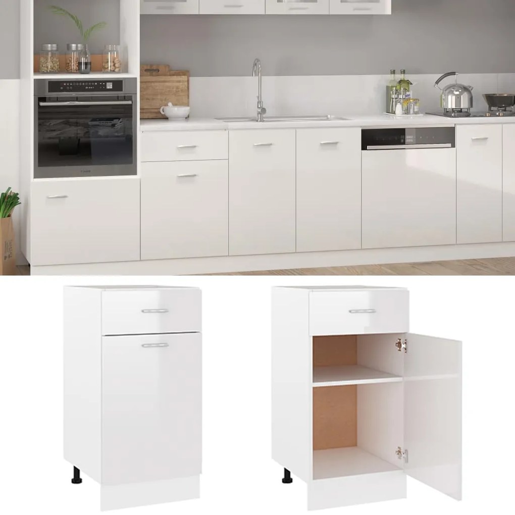 vidaXL Ντουλάπι με Συρτάρι Lyon Γυαλιστερό Λευκό 40x46x81,5εκ.