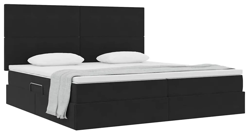vidaXL Κρεβάτι με αποθηκευτικό χώρο και στρώμα Μαύρο 200 x 200 cm