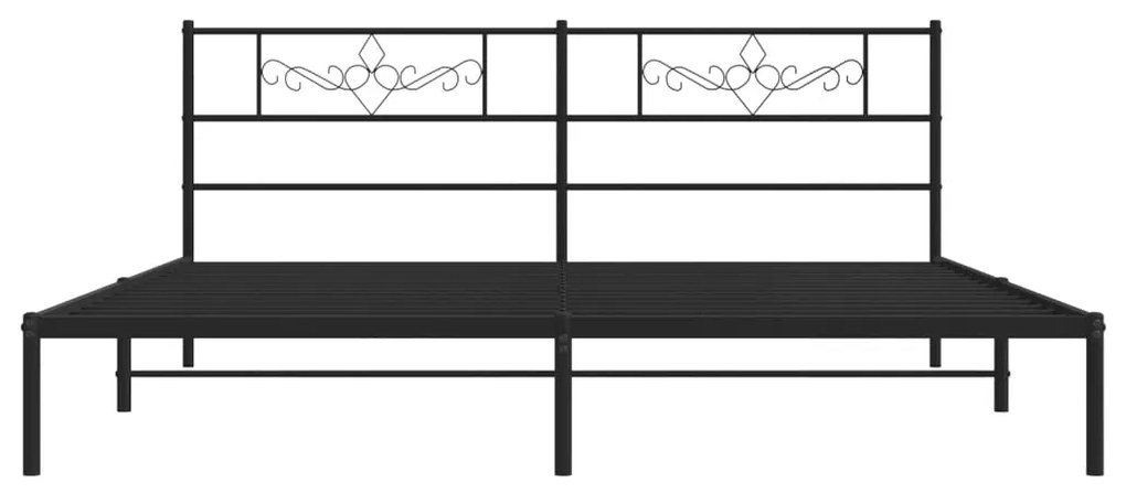 Πλαίσιο Κρεβατιού με Κεφαλάρι Μαύρο 180 x 200 εκ. Μεταλλικό - Μαύρο