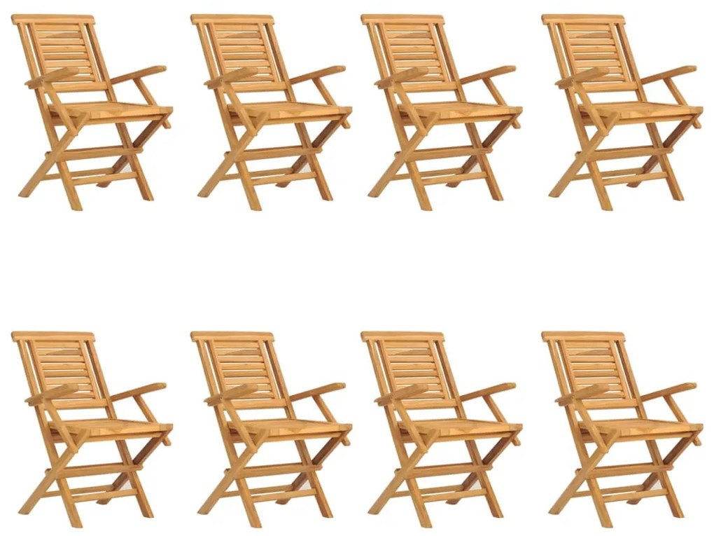 vidaXL Καρέκλες Κήπου Πτυσσόμενες 8 τεμ. 56x63x90 εκ. Μασίφ Ξύλο Teak