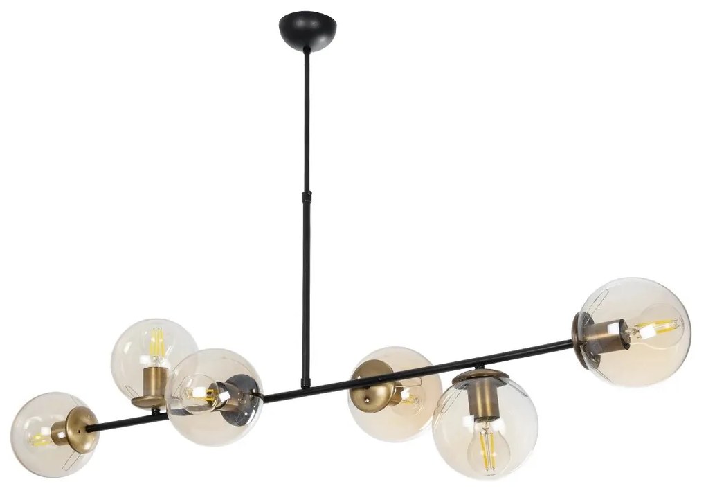 203-0017 GloboStar® GLOBOSTAR® LATTICE 203-0017 Μοντέρνο Φωτιστικό Οροφής με Ντουί 6 x E27 AC 220-240V IP20 - Μαύρο &amp; Μπρούτζινο - Μ120 x Π32 x Υ32cm