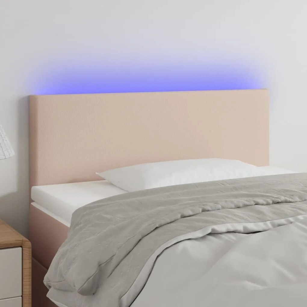 Κεφαλάρι Κρεβατιού LED Καπουτσίνο 100x5x78/88 εκ. Συνθετ. Δέρμα 3121421
