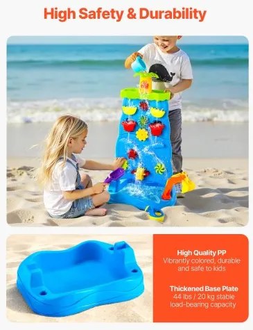 VEVOR Sand &amp; Water Table for Toddlers Double-Sided Kids Activity Waterfall Table