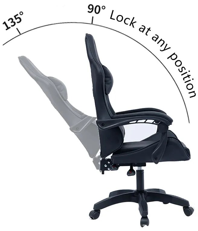 Καρέκλα γραφείου gaming William PU μαύρο 60x59x108 εκ.