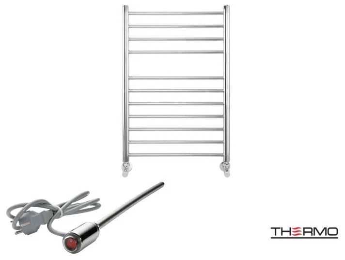 Thermo BELLAVIA Θερμαινόμενη πετσετοκρεμάστρα από ανοξείδωτο χάλυβα με ηλεκτρική λειτουργία, 75x50cm Inox Polished