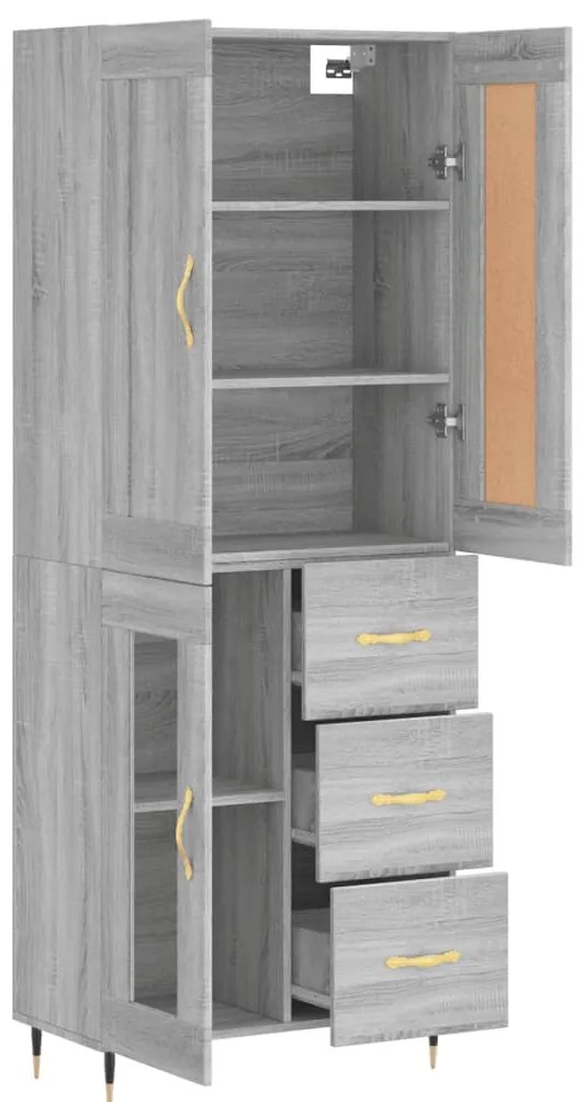 vidaXL Ντουλάπι Γκρι Sonoma 69,5 x 34 x 180 εκ. Επεξεργασμένο Ξύλο