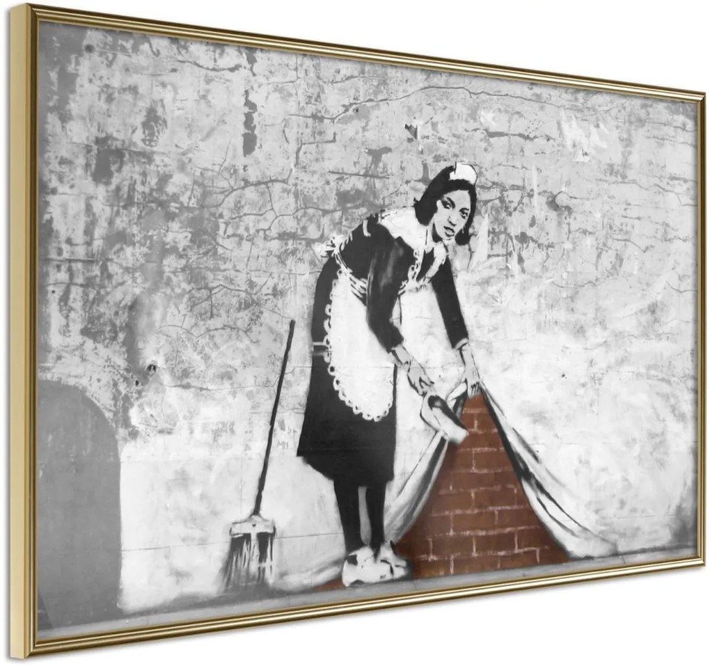 Αφίσα - Banksy: Sweep it Under the Carpet - 45x30 - Χρυσό - Χωρίς πασπαρτού