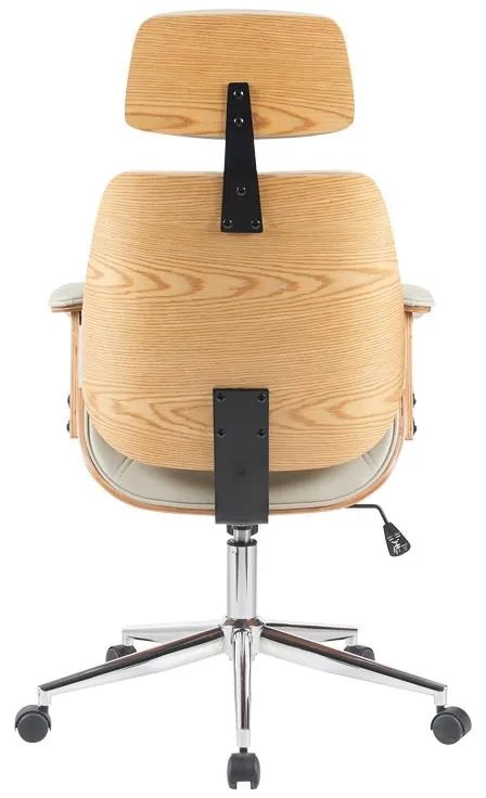 Καρέκλα γραφείου διευθυντή Fetseno μπεζ pu-βάση χρωμίου 53x56x113.5-123.5εκ 53x56x123.5 εκ.