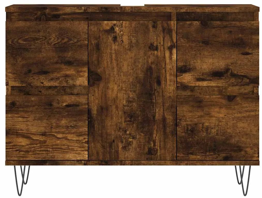 vidaXL Ντουλάπι Μπάνιου Καπνιστή Δρυς 80 x 33 x 60 εκ. Επεξεργ. Ξύλο