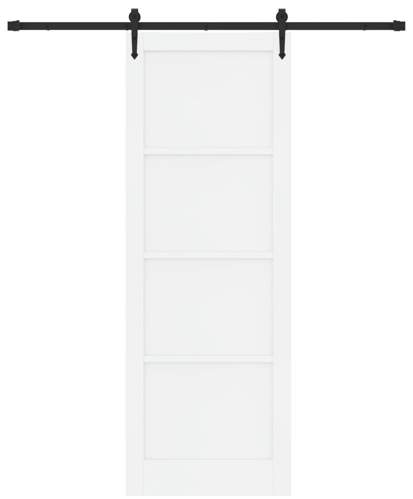 vidaXL Συρόμενη Πόρτα με Σετ Υλικών Λευκό 83x232 cm Στερεό Ξύλο Πεύκου