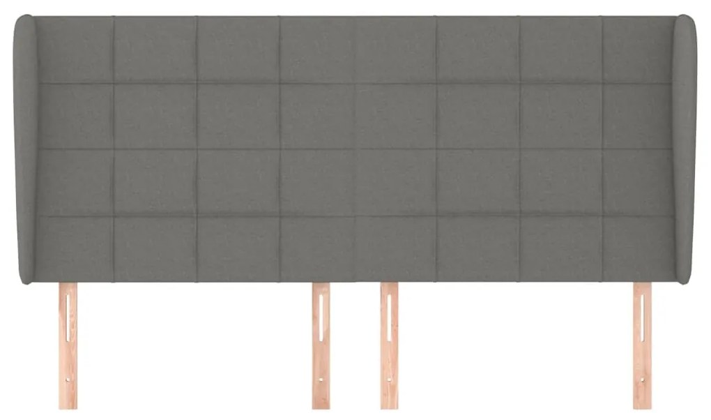 Κεφαλάρι με Πτερύγια Σκούρο Γκρι 183x23x118/128 εκ. Υφασμάτινο 3117971