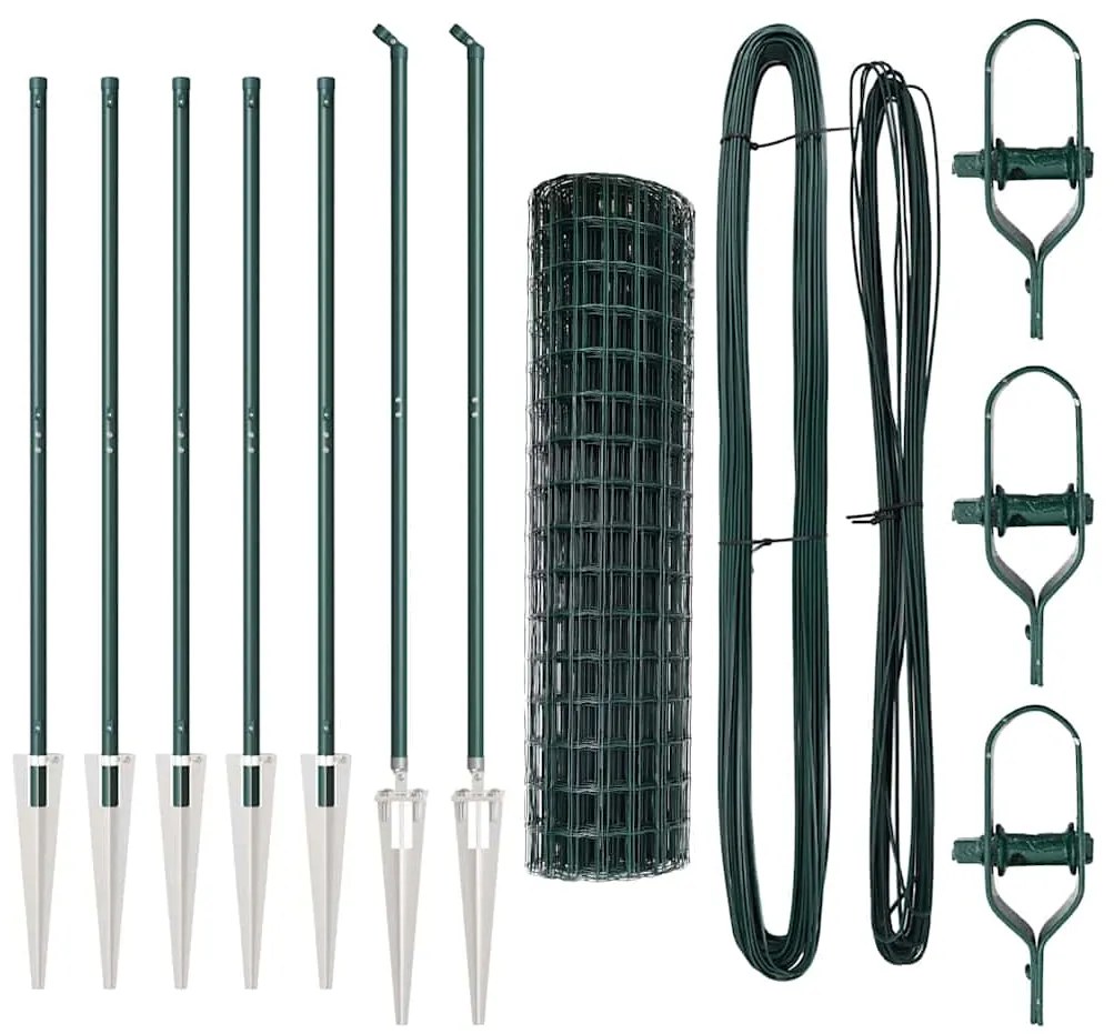 vidaXL Φράχτης με Στήλες. Πράσινο 1.2 x 10 m Ατσάλι