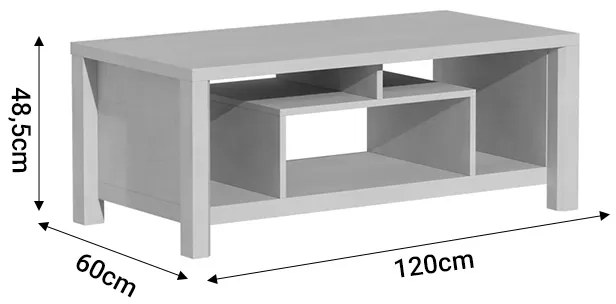 Τραπέζι σαλονιού Tracy pakoworld λευκό-γκρι 120x60x48.5εκ - 049-000095