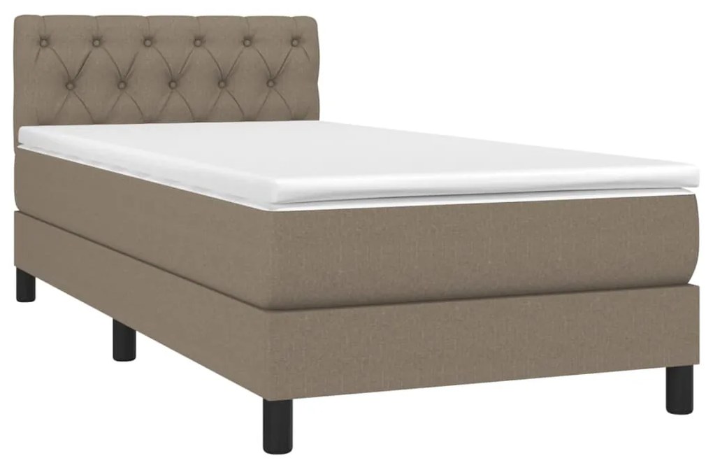 vidaXL Κρεβάτι Boxspring με Στρώμα & LED Taupe 80x200 εκ. Υφασμάτινο