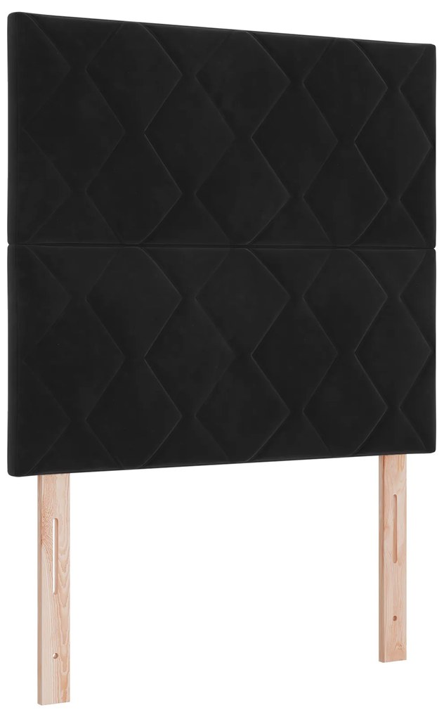 vidaXL Κρεβάτι με Στρώμα & LED Μαύρο 90x200 εκ Βελουτέ