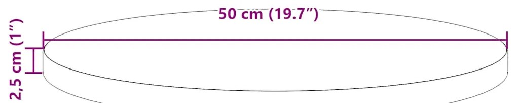 vidaXL Επιφάνεια Τραπεζιού Λευκή Ø50 x 2,5 εκ. από Μασίφ Ξύλο Πεύκου